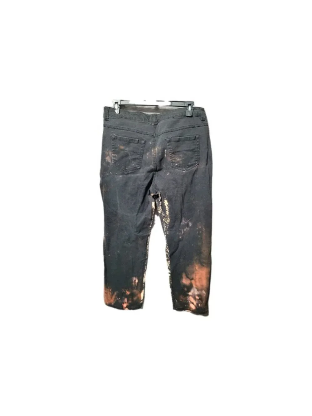 Vtg Y2K Croft&Barrow Womens Bleached Jeans 16 Stretch Straight Leg Black Orange - Picture 5 of 14